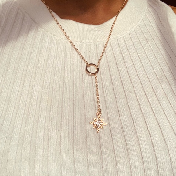 Five Star Rhinestone Necklace - Picture 3 of 7